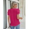 imageBlooming Jelly Womens Dressy Casual Tops Summer V Neck Short Sleeve Blouse Business Work T Shirts with PocketMegenta024