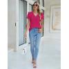 imageBlooming Jelly Womens Dressy Casual Tops Summer V Neck Short Sleeve Blouse Business Work T Shirts with PocketMegenta024