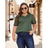 imageBlooming Jelly Womens Plus Size Tops Dressy Business Casual Blouses Short Sleeve Waffle Knit T Shirts Summer OutfitsArmy Green