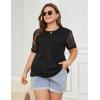 imageBlooming Jelly Womens Plus Size Tops Dressy Business Casual Blouses Short Sleeve Waffle Knit T Shirts Summer OutfitsBlack