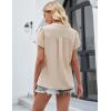imageBlooming Jelly Womens Summer Dressy Casual Tops Business Casual Button Down Shirts Work V Neck Short Cap Sleeve BlouseApricot