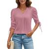 imageBlooming Jelly Womens Dressy Casual Blouses 34 Length Puff Sleeve Tops Business Casual Ladies V Neck T ShirtsPink