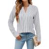 imageBlooming Jelly Womens Dressy Casual Blouses Business Work Tops Long Sleeve V Neck Pleated Shirts 2025 Fall OutfitsBlack Striped