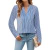 imageBlooming Jelly Womens Dressy Casual Blouses Business Work Tops Long Sleeve V Neck Pleated Shirts 2025 Fall OutfitsBlue Striped