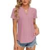 imageBlooming Jelly Womens Dressy Casual Blouses Short Sleeve V Neck Business Tops Summer Ladies Trendy Boho Office Work ShirtsPink