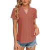 imageBlooming Jelly Womens Dressy Casual Blouses Short Sleeve V Neck Business Tops Summer Ladies Trendy Boho Office Work ShirtsRust