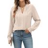 imageBlooming Jelly Womens Dressy Casual Top Business Work Shirt Long Sleeve V Neck Pleated Blouse Fall Outfits 2024Apricot