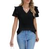 imageBlooming Jelly Womens Dressy Casual Tops Summer V Neck Short Sleeve Blouse Business Work T Shirts with PocketBlack024