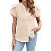 imageBlooming Jelly Womens Summer Dressy Casual Tops Business Casual Button Down Shirts Work V Neck Short Cap Sleeve BlouseApricot