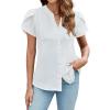 imageBlooming Jelly Womens Summer Dressy Casual Tops Business Casual Button Down Shirts Work V Neck Short Cap Sleeve BlouseWhite