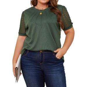 imageBlooming Jelly Womens Plus Size Tops Dressy Business Casual Blouses Short Sleeve Waffle Knit T Shirts Summer OutfitsArmy Green