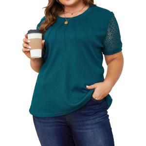 imageBlooming Jelly Womens Plus Size Tops Dressy Business Casual Blouses Short Sleeve Waffle Knit T Shirts Summer OutfitsDark Cyan