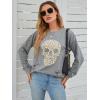 imageBlooming Jelly Womens Crewneck Sweatshirt Skull Graphic T Shirts Long Sleeve Top Pullover Oversized Sweaters Medium Light Grey
