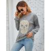 imageBlooming Jelly Womens Crewneck Sweatshirt Skull Graphic T Shirts Long Sleeve Top Pullover Oversized Sweaters Medium Light Grey