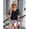 imageBlooming Jelly Womens Dressy Casual Blouses Business Work Tops Lace Short Sleeve V Neck T Shirts 2024 Summer OutfitsBlack