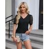 imageBlooming Jelly Womens Dressy Casual Blouses Business Work Tops Lace Short Sleeve V Neck T Shirts 2024 Summer OutfitsBlack
