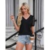 imageBlooming Jelly Womens Dressy Casual Blouses Business Work Tops Lace Short Sleeve V Neck T Shirts 2024 Summer OutfitsBlack