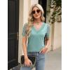 imageBlooming Jelly Womens Dressy Casual Blouses Business Work Tops Lace Short Sleeve V Neck T Shirts 2024 Summer OutfitsTeal