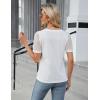 imageBlooming Jelly Womens Dressy Casual Blouses Business Work Tops Lace Short Sleeve V Neck T Shirts 2024 Summer OutfitsWhite
