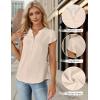 imageBlooming Jelly Womens Dressy Casual Tops Business Casual Cap Sleeve Work Blouses Chiffon V Neck Button Down ShirtsApricot