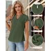 imageBlooming Jelly Womens Dressy Casual Tops Business Casual Cap Sleeve Work Blouses Chiffon V Neck Button Down ShirtsArmy Green