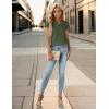 imageBlooming Jelly Womens Dressy Casual Tops Business Casual Cap Sleeve Work Blouses Chiffon V Neck Button Down ShirtsArmy Green