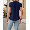 imageBlooming Jelly Womens Dressy Casual Tops Business Casual Cap Sleeve Work Blouses Chiffon V Neck Button Down ShirtsDark Blue