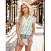 imageBlooming Jelly Womens Dressy Casual Tops Business Casual Cap Sleeve Work Blouses Chiffon V Neck Button Down ShirtsFloral Green