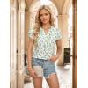 imageBlooming Jelly Womens Dressy Casual Tops Business Casual Cap Sleeve Work Blouses Chiffon V Neck Button Down ShirtsFloral Green