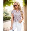imageBlooming Jelly Womens Dressy Casual Tops Business Casual Cap Sleeve Work Blouses Chiffon V Neck Button Down ShirtsFloral Pink