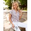 imageBlooming Jelly Womens Dressy Casual Tops Business Casual Cap Sleeve Work Blouses Chiffon V Neck Button Down ShirtsFloral Pink