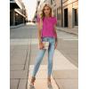 imageBlooming Jelly Womens Dressy Casual Tops Business Casual Cap Sleeve Work Blouses Chiffon V Neck Button Down ShirtsHot Pink