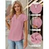 imageBlooming Jelly Womens Dressy Casual Tops Business Casual Cap Sleeve Work Blouses Chiffon V Neck Button Down ShirtsPink
