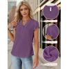 imageBlooming Jelly Womens Dressy Casual Tops Business Casual Cap Sleeve Work Blouses Chiffon V Neck Button Down ShirtsPurple