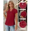 imageBlooming Jelly Womens Dressy Casual Tops Business Casual Cap Sleeve Work Blouses Chiffon V Neck Button Down ShirtsRed