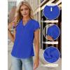 imageBlooming Jelly Womens Dressy Casual Tops Business Casual Cap Sleeve Work Blouses Chiffon V Neck Button Down ShirtsRoyal Blue