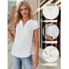 imageBlooming Jelly Womens Dressy Casual Tops Business Casual Cap Sleeve Work Blouses Chiffon V Neck Button Down ShirtsWhite