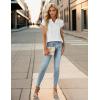 imageBlooming Jelly Womens Dressy Casual Tops Business Casual Cap Sleeve Work Blouses Chiffon V Neck Button Down ShirtsWhite