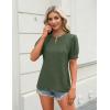 imageBlooming Jelly Womens Dressy Casual Tops Keyhole Business Work Blouses Pleated Puff Sleeve Summer ShirtsArmy Green