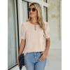 imageBlooming Jelly Womens Dressy Casual Tops Keyhole Business Work Blouses Pleated Puff Sleeve Summer ShirtsBeige
