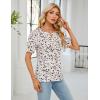 imageBlooming Jelly Womens Dressy Casual Tops Keyhole Business Work Blouses Pleated Puff Sleeve Summer ShirtsBeige Floral