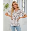 imageBlooming Jelly Womens Dressy Casual Tops Keyhole Business Work Blouses Pleated Puff Sleeve Summer ShirtsBeige Floral