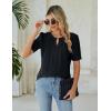 imageBlooming Jelly Womens Dressy Casual Tops Keyhole Business Work Blouses Pleated Puff Sleeve Summer ShirtsBlack
