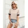 imageBlooming Jelly Womens Dressy Casual Tops Keyhole Business Work Blouses Pleated Puff Sleeve Summer ShirtsColorblock Apricot