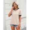 imageBlooming Jelly Womens Dressy Casual Tops Keyhole Business Work Blouses Pleated Puff Sleeve Summer ShirtsColorblock Apricot