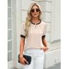 imageBlooming Jelly Womens Dressy Casual Tops Keyhole Business Work Blouses Pleated Puff Sleeve Summer ShirtsColorblock Apricot