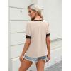 imageBlooming Jelly Womens Dressy Casual Tops Keyhole Business Work Blouses Pleated Puff Sleeve Summer ShirtsColorblock Apricot