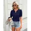 imageBlooming Jelly Womens Dressy Casual Tops Keyhole Business Work Blouses Pleated Puff Sleeve Summer ShirtsDark Blue
