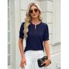 imageBlooming Jelly Womens Dressy Casual Tops Keyhole Business Work Blouses Pleated Puff Sleeve Summer ShirtsDark Blue