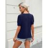 imageBlooming Jelly Womens Dressy Casual Tops Keyhole Business Work Blouses Pleated Puff Sleeve Summer ShirtsDark Blue